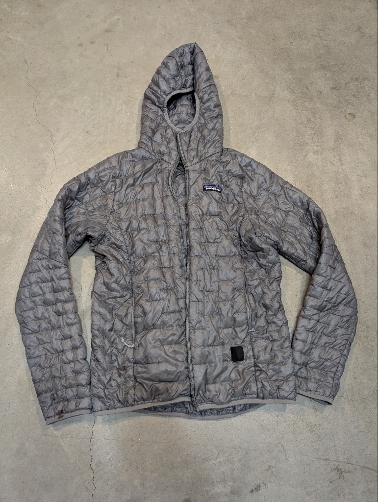 Patagonia Micro Puff Hoody Women's M Gray Flaws No Zipper